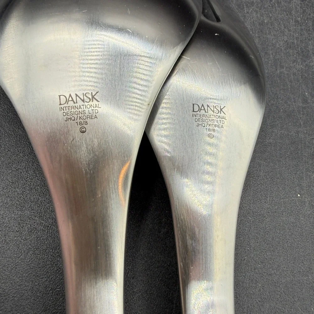 Vintage Dansk Parallel Diamond Serving Spoon Serving Fork Set Silverware OS Boho